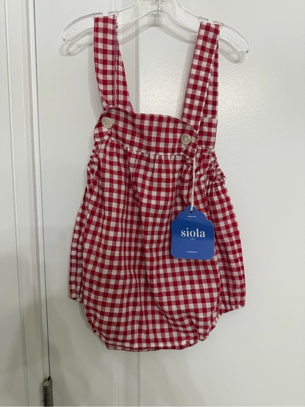 Siola Red Gingham Bubble Romper with Adjustable Straps